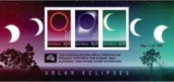 Solar eclipse miniature sheet overprinted with APF Logo